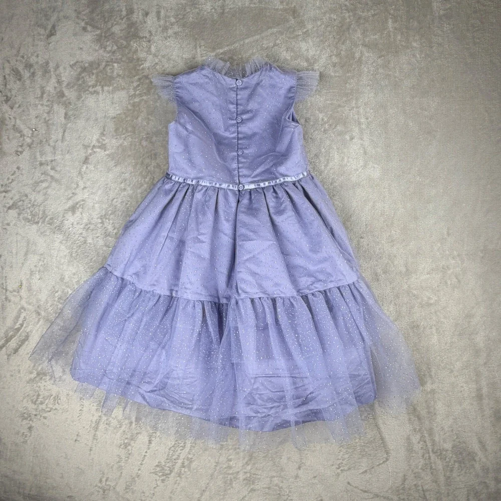 Janie and Jack Girls Lavender Purple Glitter Tulle Tiered Party Dress Size 5